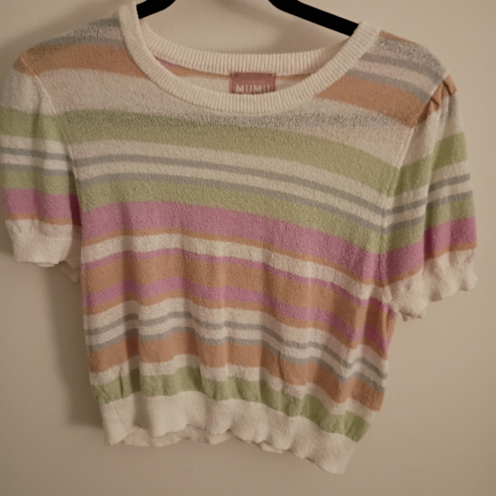 Striped Short Sleeve Sweater